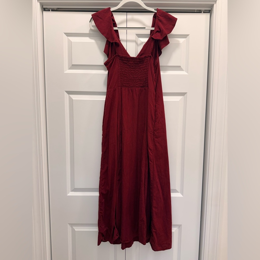 Universal Thread Burgundy Ruffle Maxi Dress - Picture 3 of 4